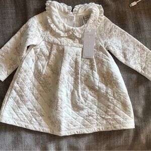 Janie and Jack White and Tan Quilted Baby Dress